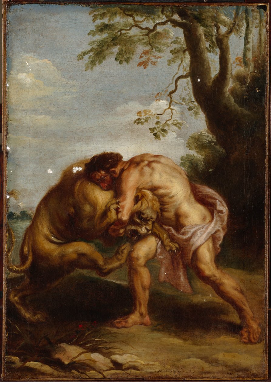 Herkules és a Nemeai oroszlán (olaj, vászon) alkotó: Peter Paul (after) Rubens