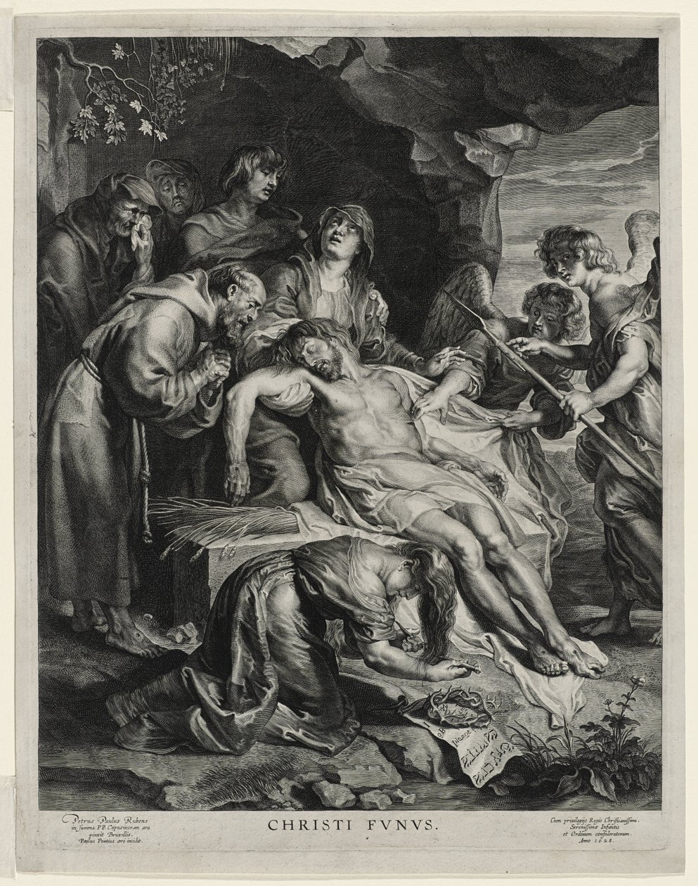 A halott Krisztus a Szűz térdén, Paulus Pontius metszete alkotó: Peter Paul (after) Rubens
