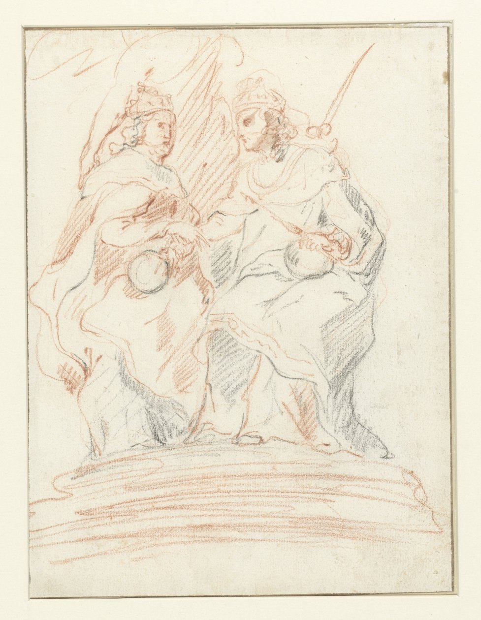 Király és királynő a trónon, mögöttük Fama áll Krisztus és Mária alkotó: Peter Paul Rubens (possibly)