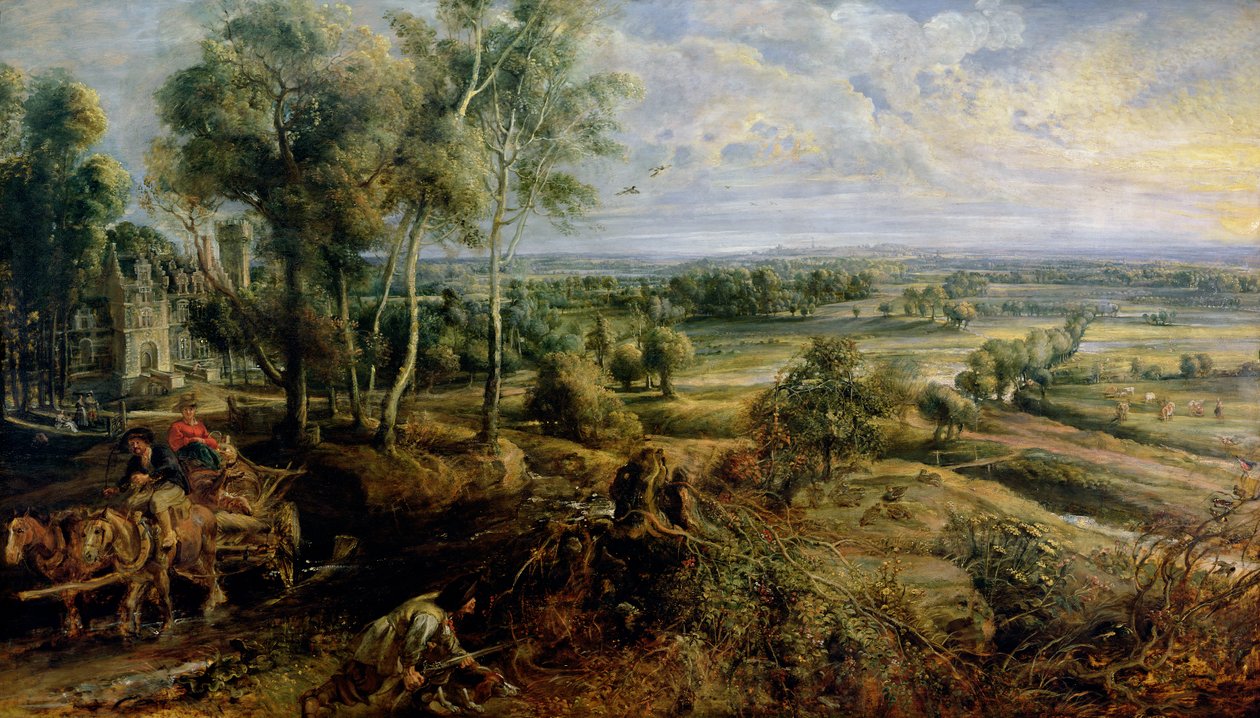 Őszi táj Het Steen kilátásával kora reggel, 1636 körül alkotó: Peter Paul Rubens