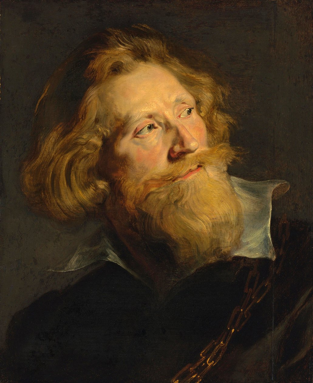 Barokk : Fehér galléros és aranyláncos szakállas férfi portréja, Rubens, Pieter Paul (1577-1640). Olaj, fa, 50,9x41,2. Magángyűjtemény alkotó: Peter Paul Rubens