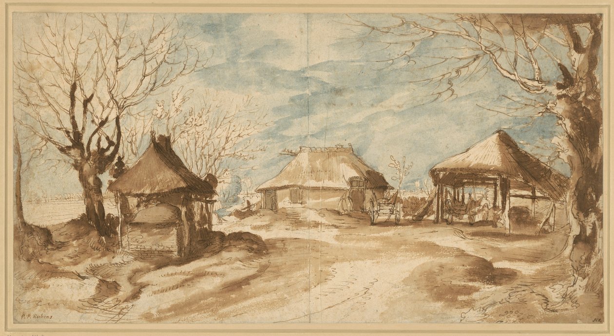 Parasztház három szénapajtával alkotó: Peter Paul Rubens