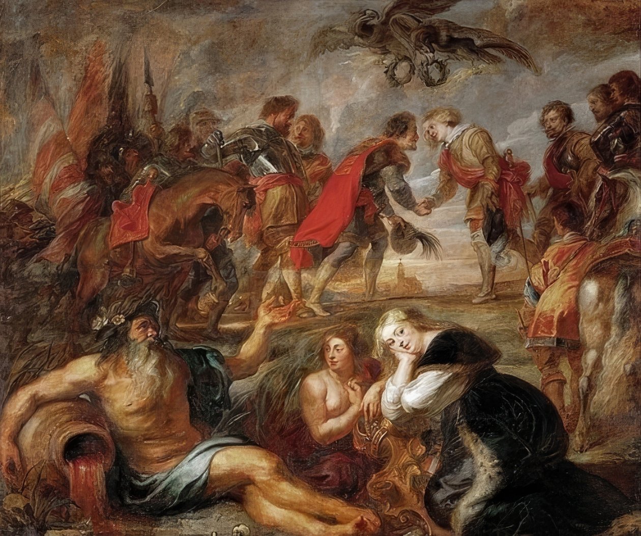 Ferdinánd magyar király találkozása Infante Ferdinánd bíborossal a nordlingeni csata előtt. 1634/35 alkotó: Peter Paul Rubens
