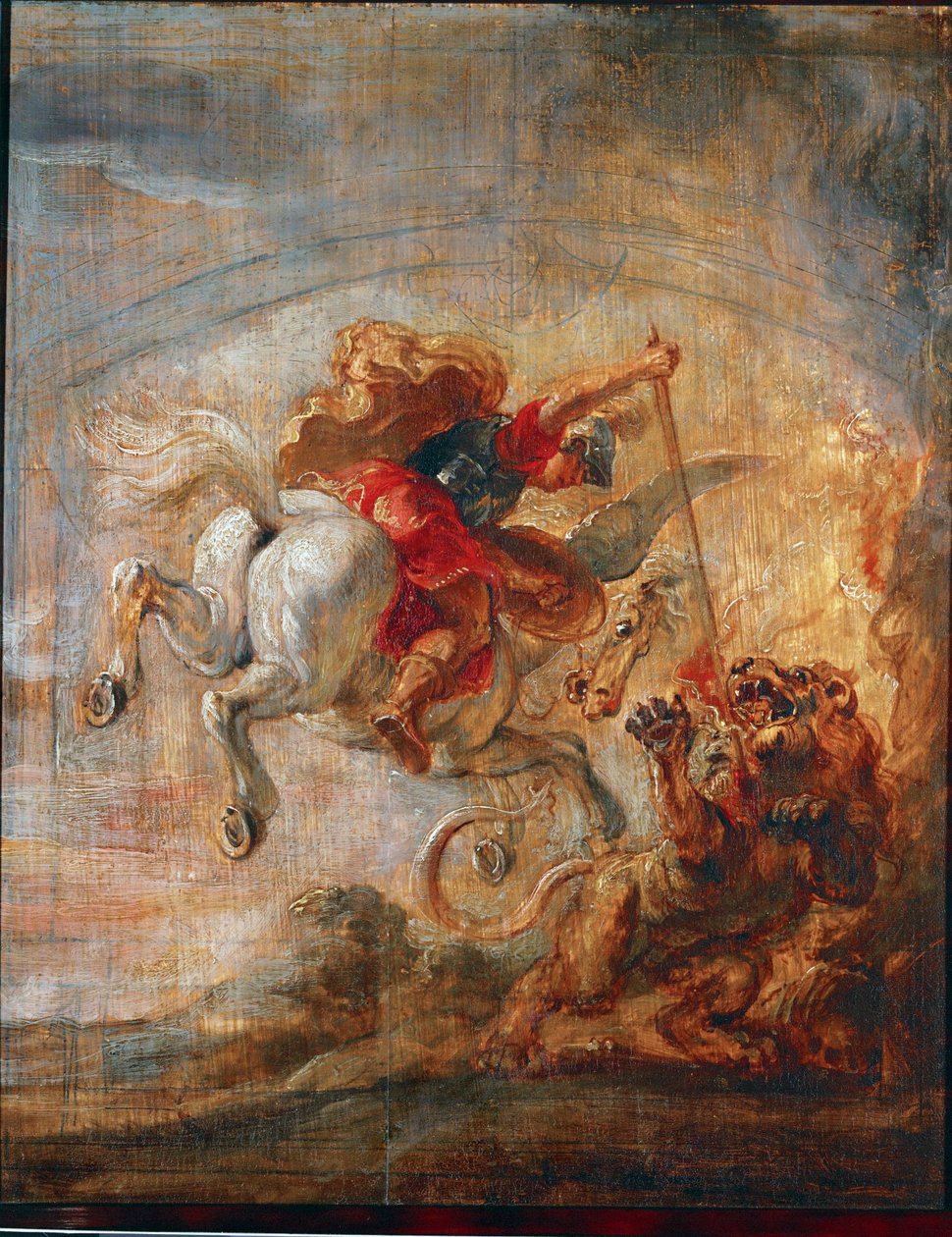 Bellerophon Pegazuson lovagolva harcol a Kimérával (olaj, vászon) alkotó: Peter Paul Rubens