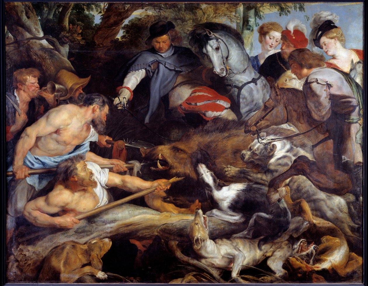 Vaddisznó vadászat. Pierre Paul (Pierre-Paul) Rubens (vagy Peter Paul vagy Petrus Paulus) festménye (1577-1640) alkotó: Peter Paul Rubens