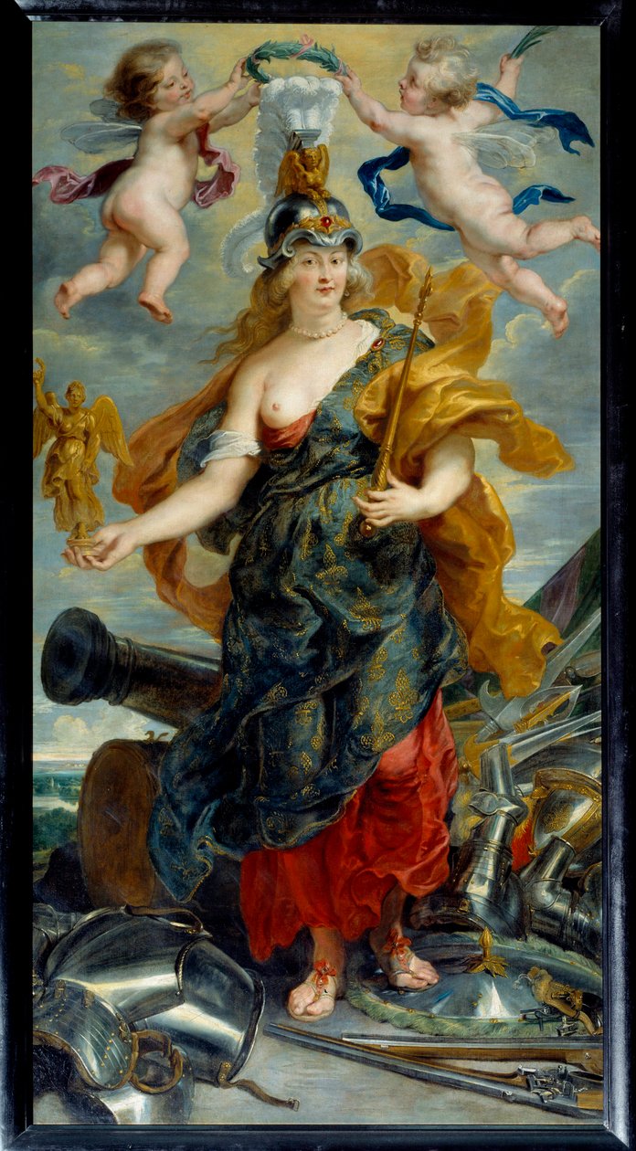 Cycle des Medicis: "" Portré en pied de Marie de Medicis en Bellona (1573-1642) Franciaország királynője "" Pierre Paul (Pierre-Paul) Rubens (ou Peter Paul vagy Petrus Paulus) festménye (1577-1640) (ec) .flam.) 1621 V. 2,76x1,49 m alkotó: Peter Paul Rubens