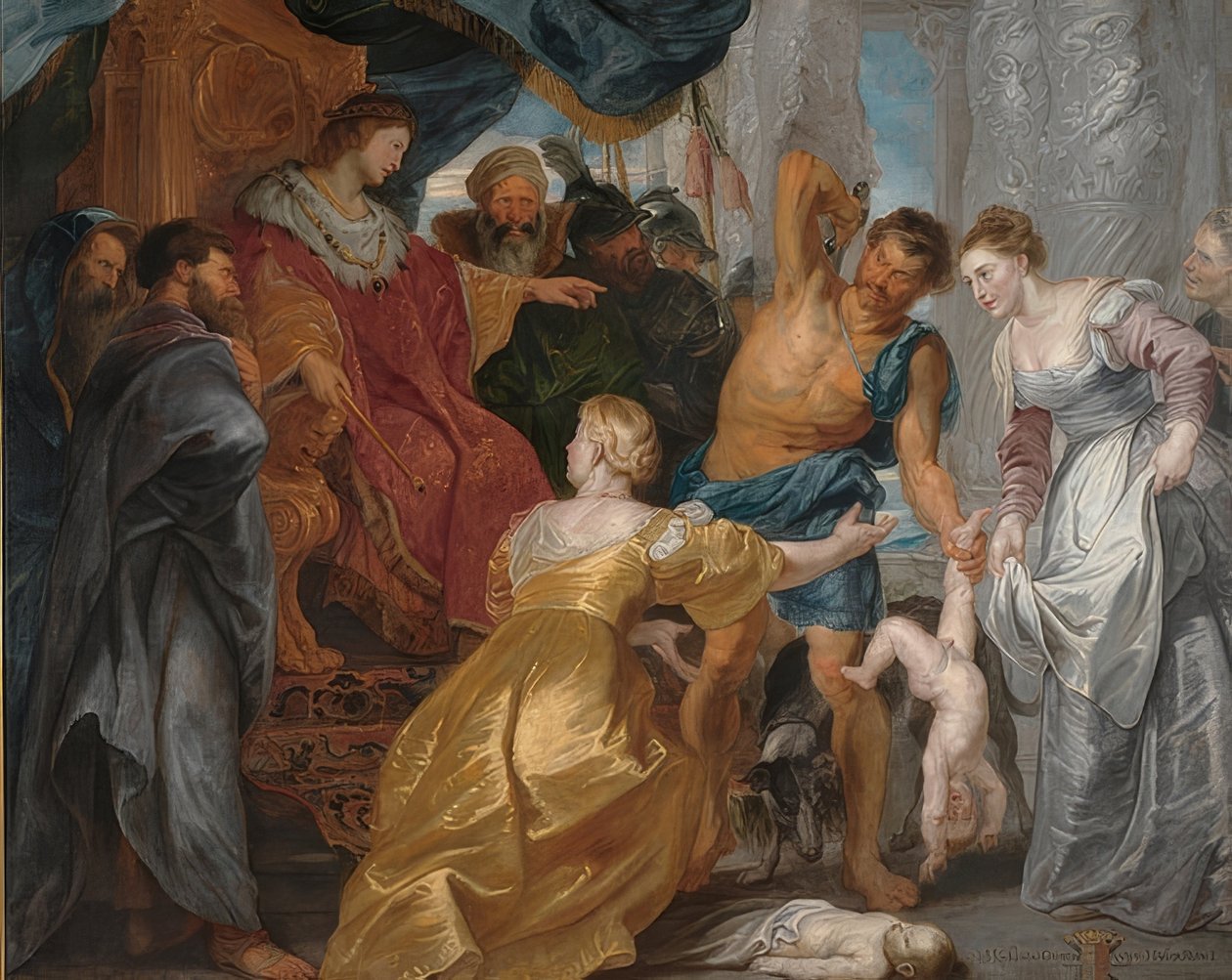 Salamon király ítélete. 1617 körül alkotó: Peter Paul Rubens