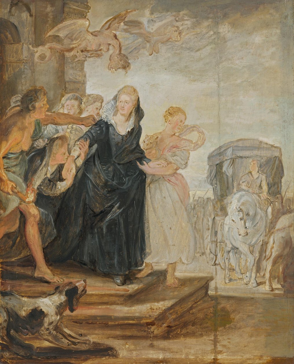 A Párizsból való távozás (vázlat a Medici-ciklushoz) alkotó: Peter Paul Rubens
