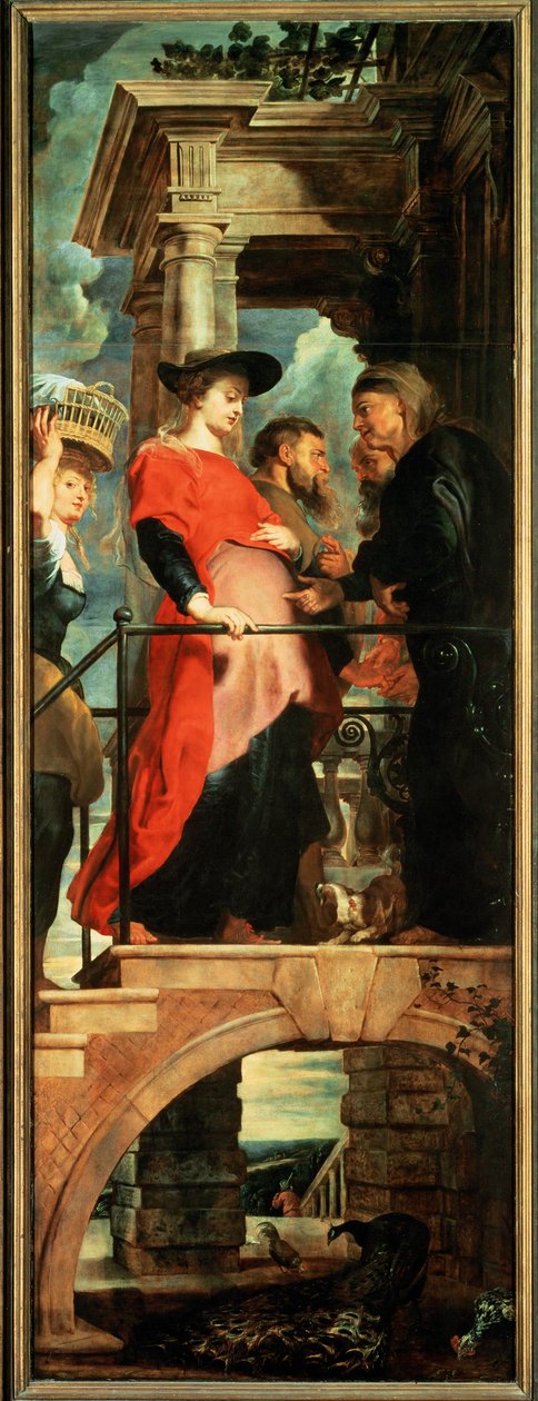 Leereszkedés a keresztről, bal oldali panel: Látogatás (festmény) alkotó: Peter Paul Rubens