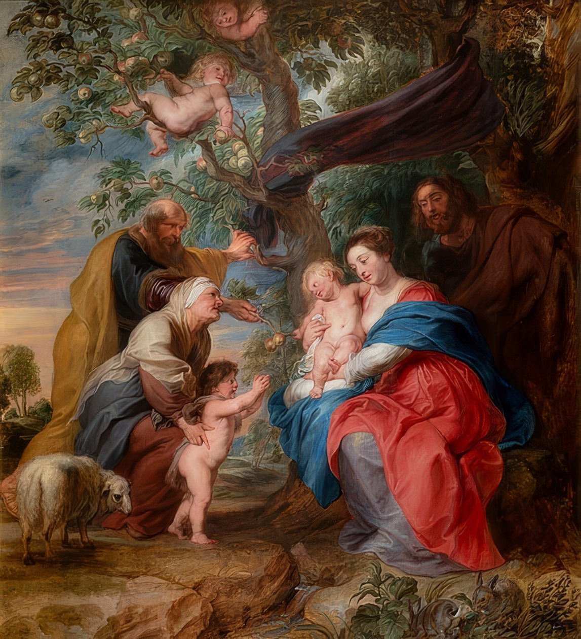 A Szent Család az almafa alatt. 1632 körül alkotó: Peter Paul Rubens