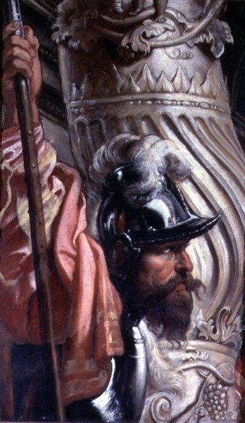 Alabárdos, a Gonzaga család töredéke a Szentháromság imádatában (78804. részlet) alkotó: Peter Paul Rubens