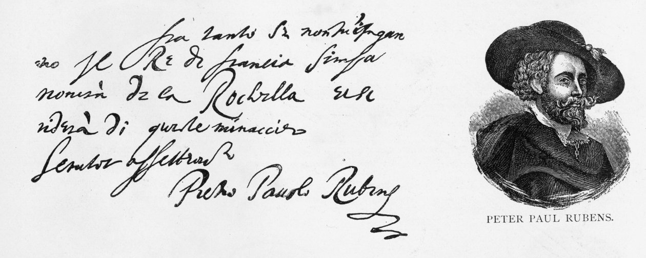 Rubens kézírása és aláírása egy olasz nyelvű levélből az angol haditengerészet vereségéről La Rochelle ostrománál, Antwerpenből, 1627. december 30-án alkotó: Peter Paul Rubens