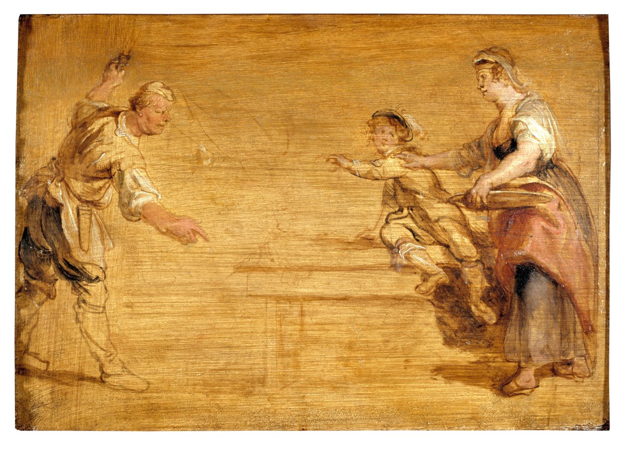 Konyhaslány, hentes és fiú egy asztal körül (olaj, vászon) alkotó: Peter Paul Rubens