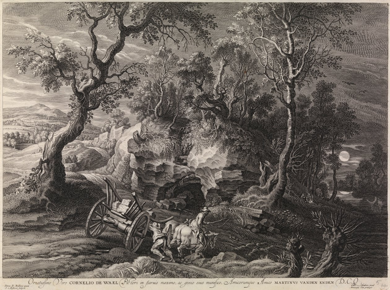 Táj elakadt szekérrel (metszet) alkotó: Peter Paul Rubens