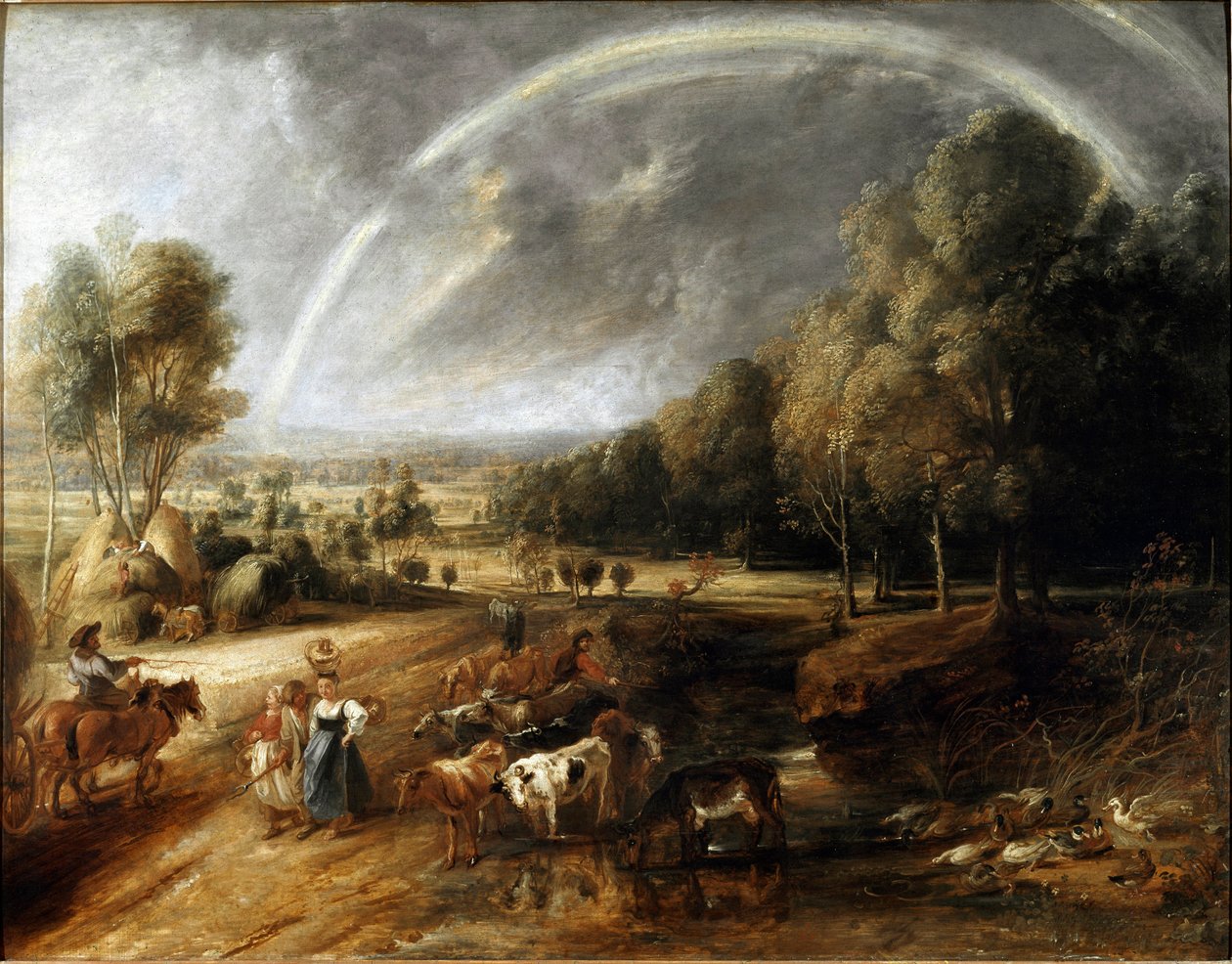 Táj a szivárványral Peter Paul (Pierre-Paul) Rubens (vagy Peter Paul vagy Petrus Paulus) festménye (1577-1640) 1638 körül Dim. 94x123 cm Alte Pinakothek, Bayerische Staatsgemaeldesammlungen, München, Németország alkotó: Peter Paul Rubens