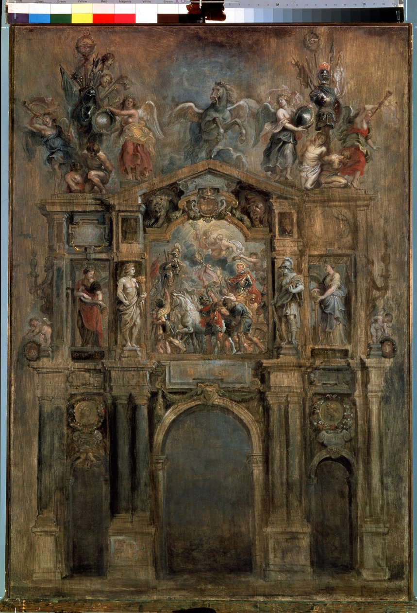 Ferdinánd íve (Ferdinánd íve). A spanyol kormányzó, Don Ferdinánd osztrák bíboros (vagy Habsburg Ferdinánd) Hollandiába érkezésére készült. alkotó: Peter Paul Rubens