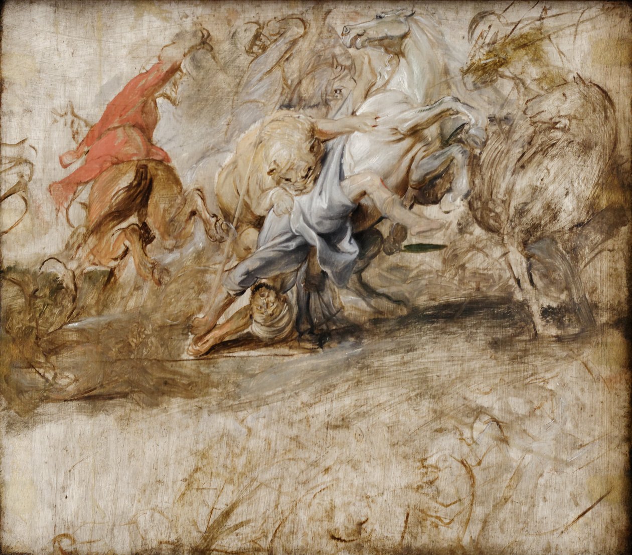 Oroszlánvadászat (olajvázlat); hátoldal: Házasságkötés a Procuratione-ban (vázlat a Medici-ciklushoz) alkotó: Peter Paul Rubens