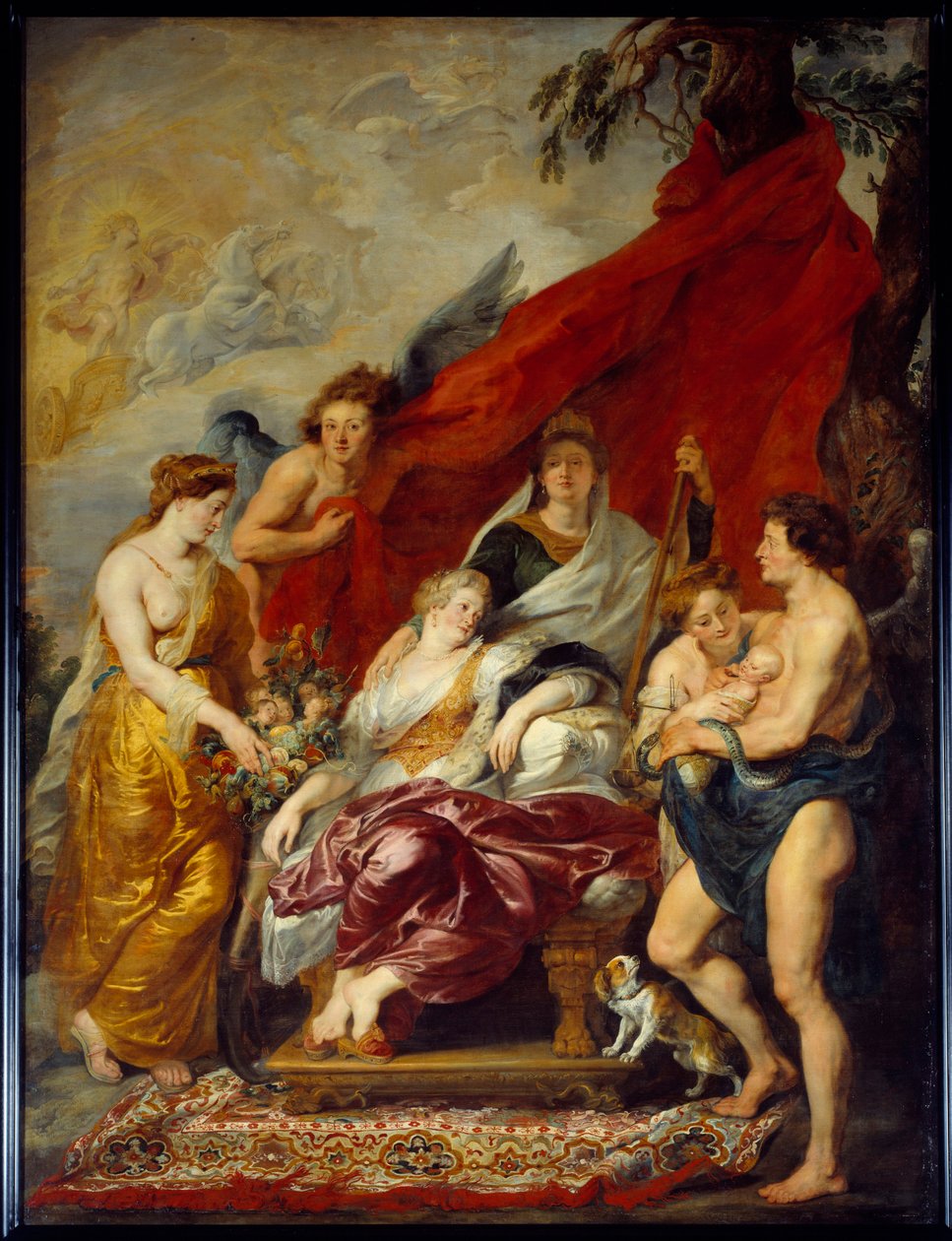 XIII. Lajos 1601. szeptember 27-én született Fontainebleau-ban. Édesanyja, Marie de Medicis (Maria de Medici) ül a trónon és nézi az új ne. Pierre Paul (Pierre-Paul) Rubens (vagy Peter Paul vagy Petrus Paulus) festménye (1577-1640) alkotó: Peter Paul Rubens
