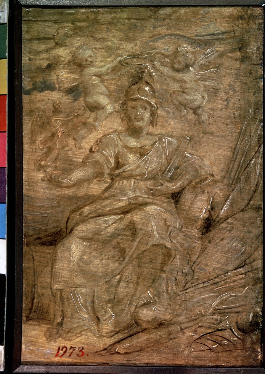 Marie de Medici (1575-1642) és Pallas Athéné (Marie de Medici mint Pallas Athéné). Peinture de Pierre Paul (Pierre-Paul) Rubens (ou Peter Paul vagy Petrus Paulus) (1577-1640). Olaj, fa, 22,5 x 15 cm alkotó: Peter Paul Rubens