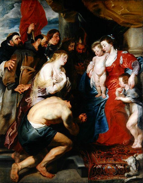 Mária Jézussal és Jánossal (olaj, vászon, tölgyfa tábla) alkotó: Peter Paul Rubens