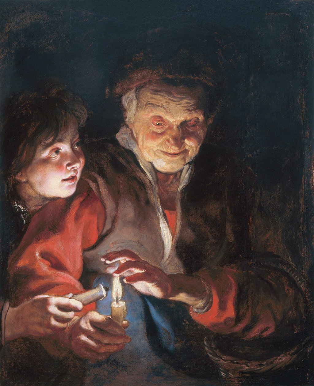 Egy idős asszony és egy fiú gyertyákkal alkotó: Peter Paul Rubens