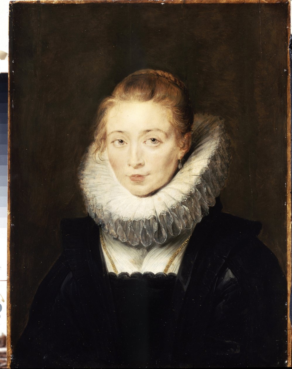 Az Infanta Isabella (1566-1633) várakozó hölgy portréja. Epres gallért visel. (Az Infanta Isabella-ra váró hölgy portréja). Peter Paul (Pierre-Paul) Rubens (vagy Peter Paul vagy Petrus Paulus) festménye (1577-1640). olaj su alkotó: Peter Paul Rubens