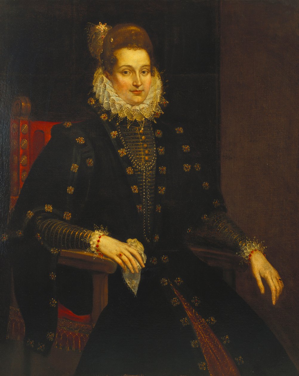 Háromnegyed hosszan ülő hölgy portréja, fekete ruhában, fodros alkotó: Peter Paul Rubens