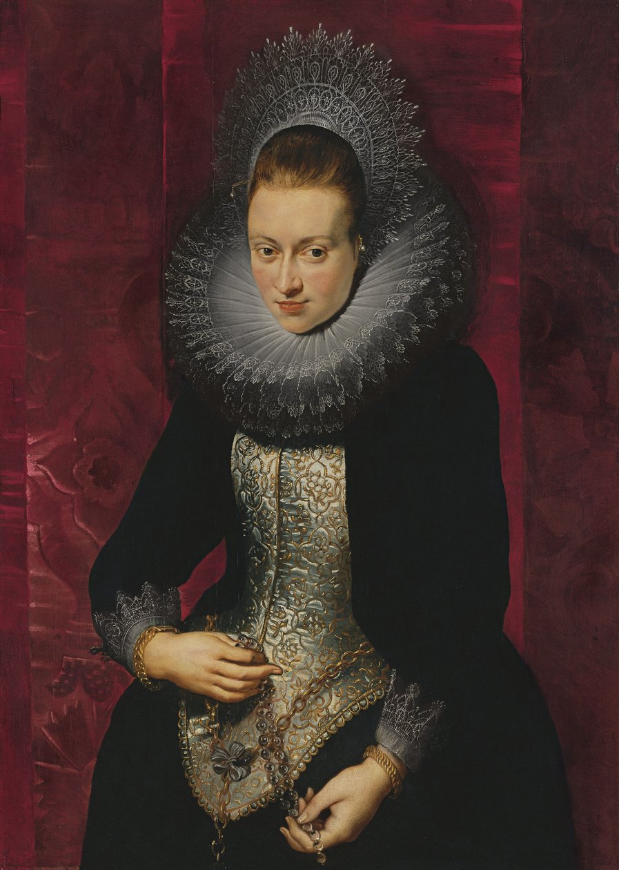 Egy fiatal nő portréja rózsafüzérrel alkotó: Peter Paul Rubens