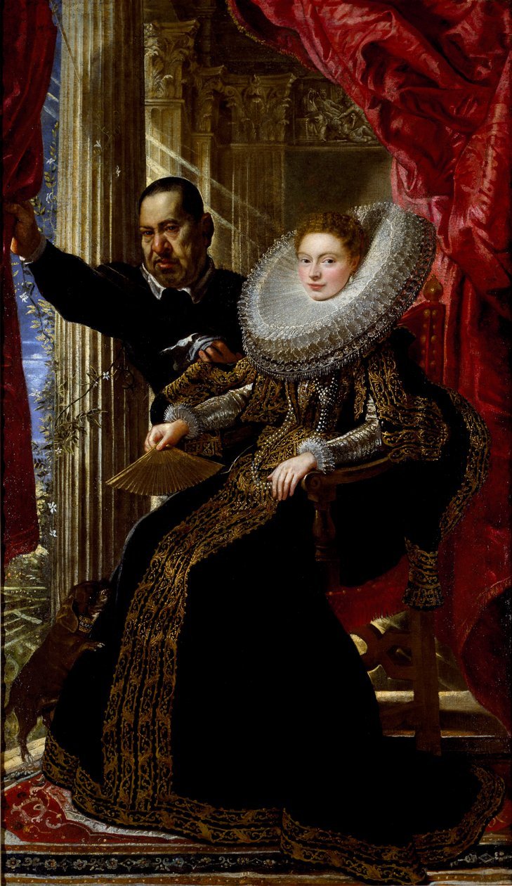 Fiatal arisztokrata hölgy portréja törpével (olaj, vászon alkotó: Peter Paul Rubens