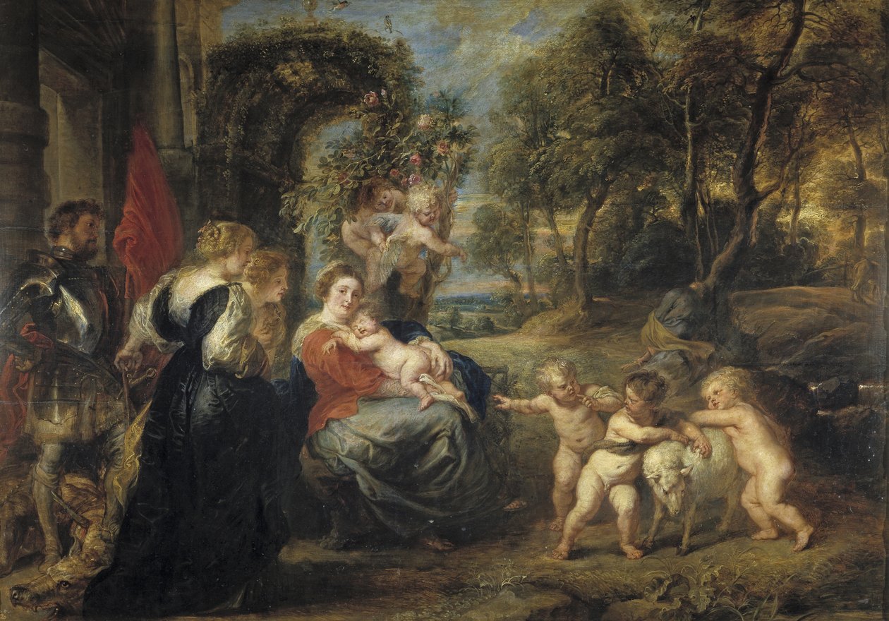Pihenés az egyiptomi repülésen, szentekkel, c. 1635 alkotó: Peter Paul Rubens