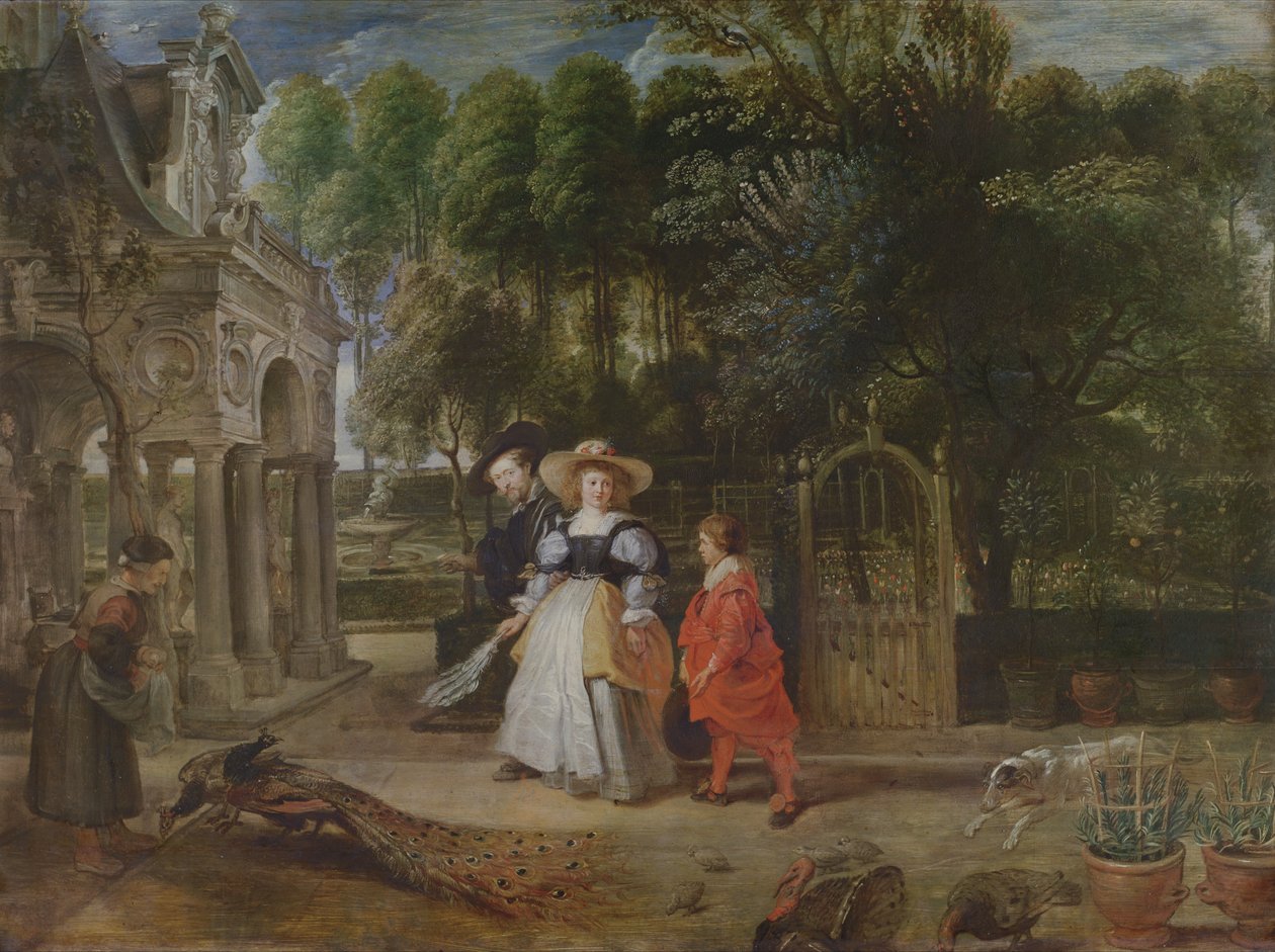 Rubens és Helene Fourment (1614-73) a kertben alkotó: Peter Paul Rubens