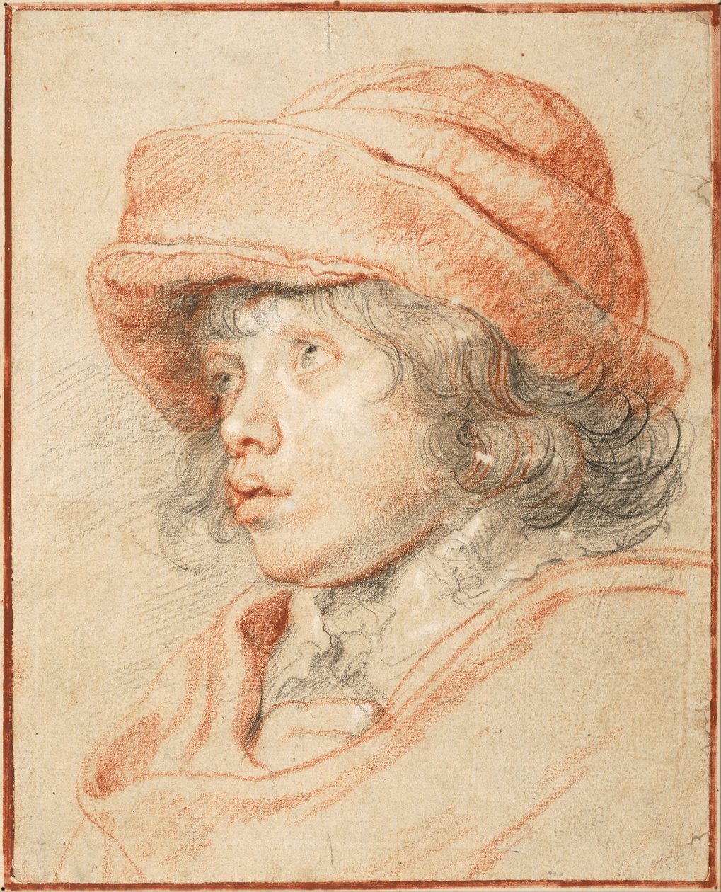 Rubenss fia Nicolaas vörös filc sapkát visel, 1625-1627 alkotó: Peter Paul Rubens