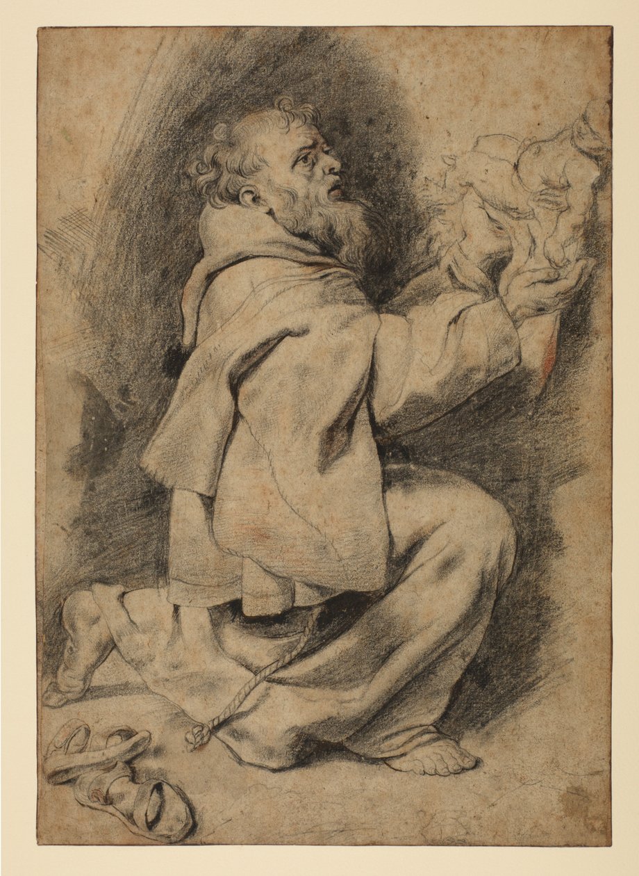 Szent Ferenc térdelve, a kisded Krisztust fogadja, 1617 körül alkotó: Peter Paul Rubens