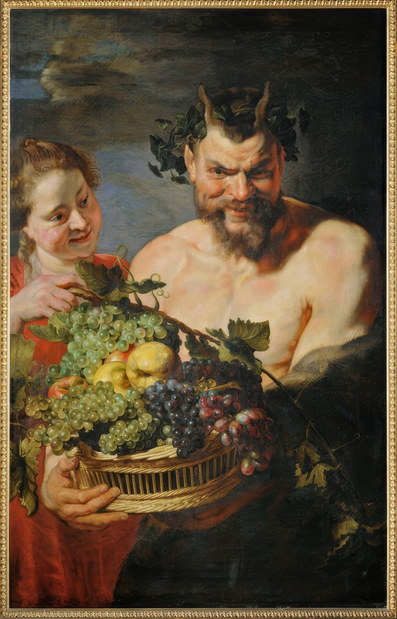 Szatír és lány gyümölcskosárral alkotó: Peter Paul Rubens
