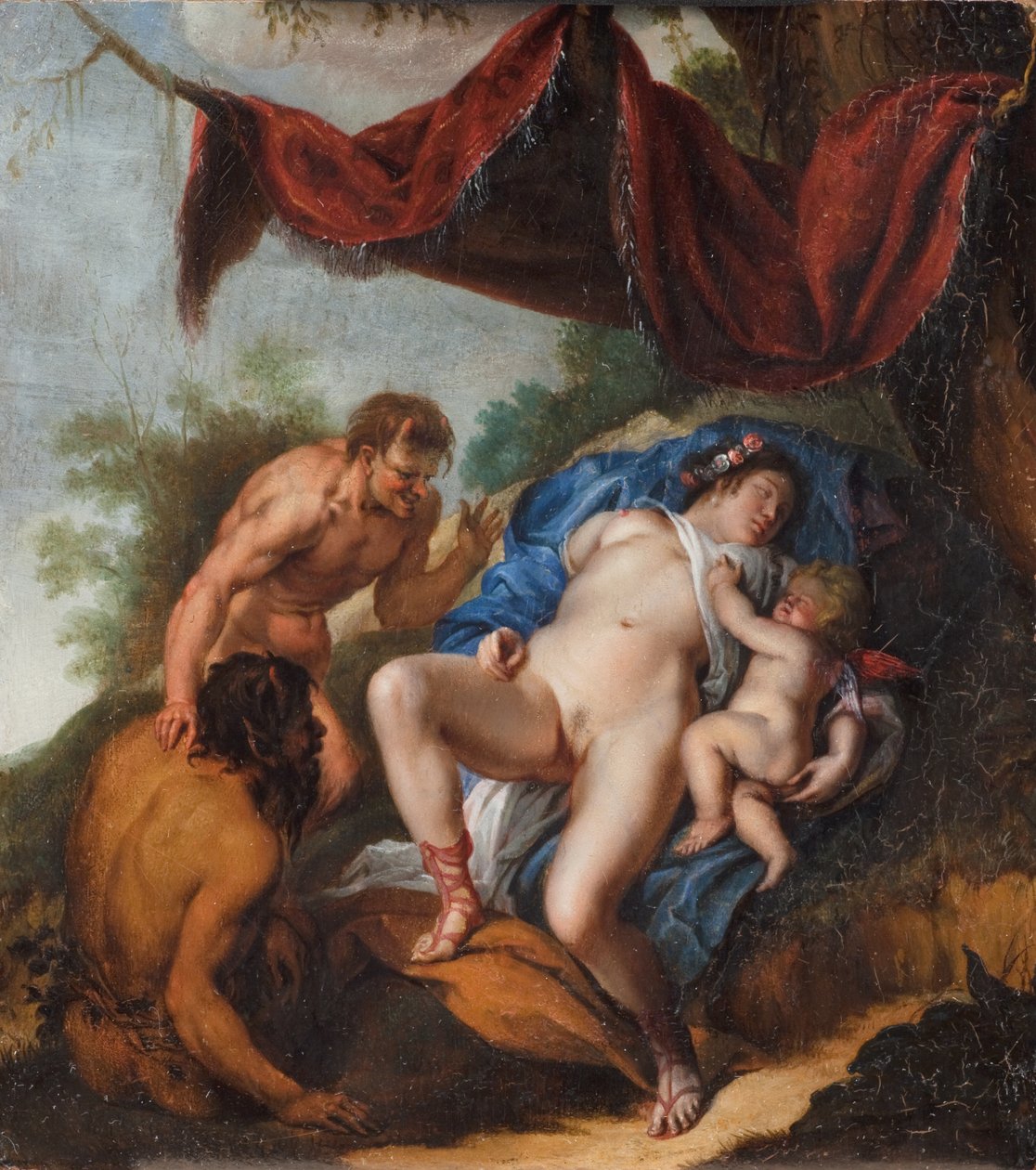 Alvó Vénusz Ámorral, Szatírok figyelik alkotó: Peter Paul Rubens