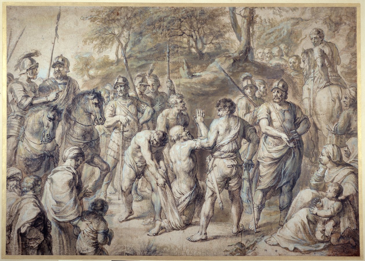 Szent András mártíromságba vezetett (toll és tinta mosással a papíron) alkotó: Peter Paul Rubens