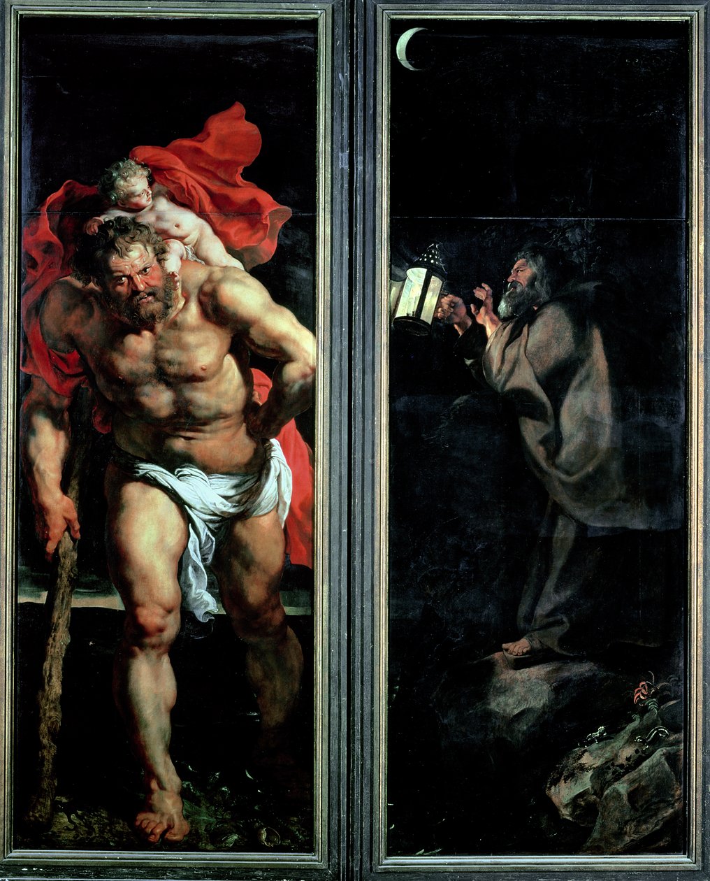 Szent Kristóf és a Remete, a Keresztről alászállás külső zsalugáterei triptichon, 1611-14 alkotó: Peter Paul Rubens