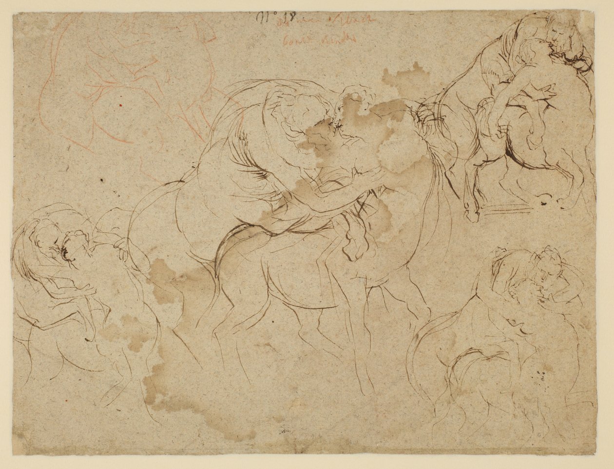 Hím alakok és nőstény kentaurok tanulmányozása (Centaurides) (fordítva) alkotó: Peter Paul Rubens