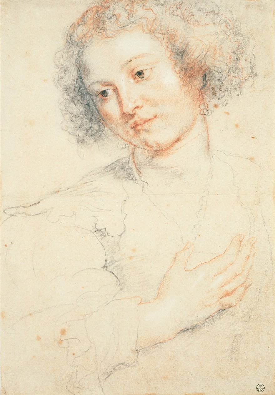 Tanulmány Szent Apollónia fejéről (rajz) alkotó: Peter Paul Rubens