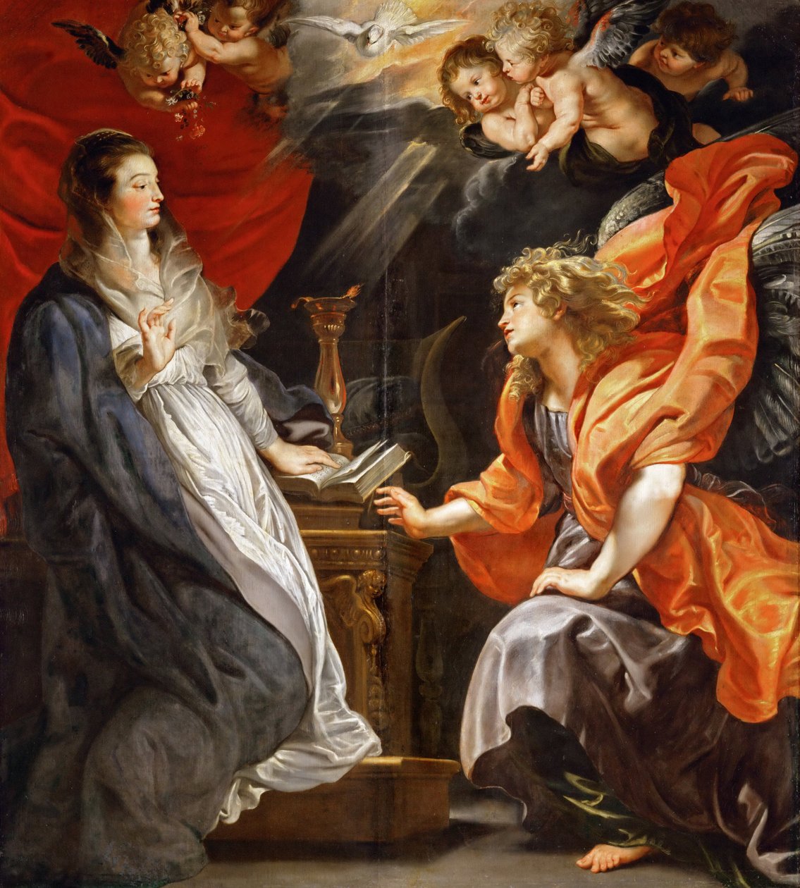 Az Angyali üdvözlet – Pieter Paul Rubens (1577-1640). Olaj, vászon, kb 1609. Mérete: 224x200 cm. Művészettörténeti Múzeum, Vienne alkotó: Peter Paul Rubens