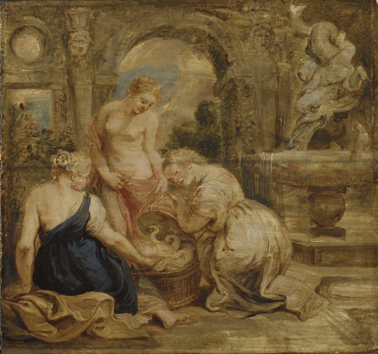 Kekropsz lányai felfedezik Erikhthonioszt alkotó: Peter Paul Rubens