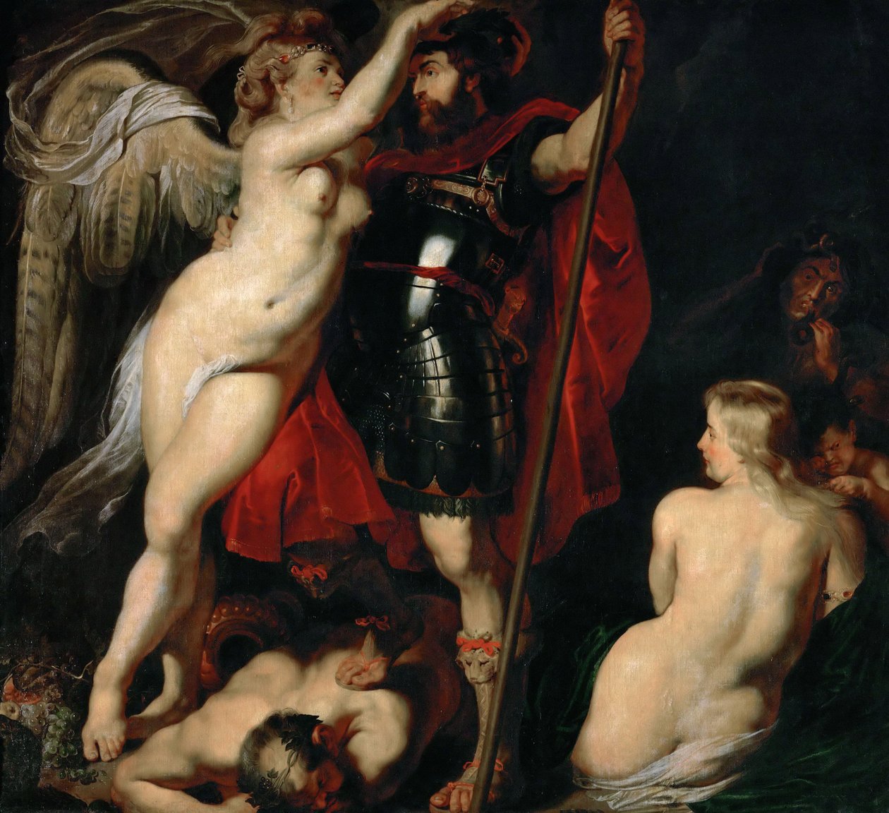 Az Erény Mars hősét a győzelem istennője koszorúzta meg, kb. 1616-ban. alkotó: Peter Paul Rubens