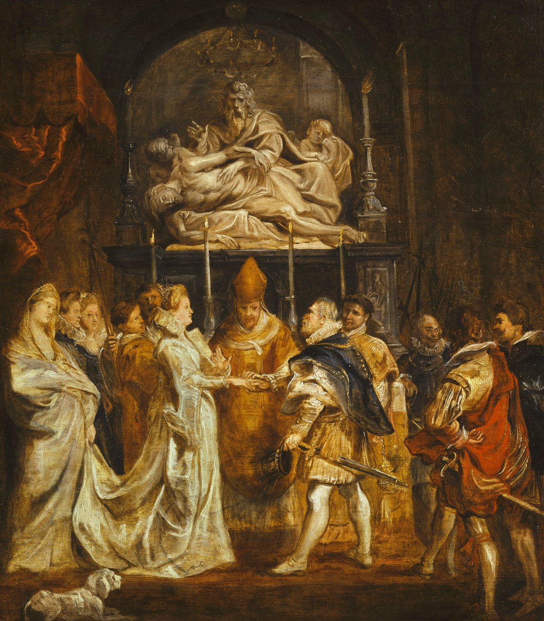 Maria de" Medici hercegnő és IV. Henrik francia király házassága a firenzei dómban, 1600. október 5-én, alkotó: Peter Paul Rubens
