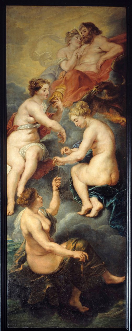 Medicis Mária (1573-1642) sorsát forgató Parques A Parques, Clotho, Lachesis és Atropos az emberek sorsának urai. Pierre Paul (Pierre-Paul) Rubens (vagy Peter Paul vagy Petrus Paulus) festménye (1577-1640) XVII. D alkotó: Peter Paul Rubens