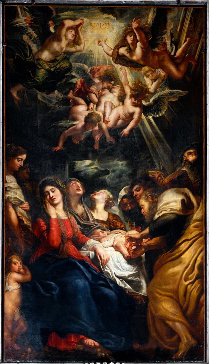 Peter Paul (Pierre-Paul) Rubens (vagy Peter Paul vagy Petrus Paulus) körülmetélési festménye (1577-1640) 17. századi gének, Szent Andrea és Ambrogio (o del Gesu) temploma alkotó: Peter Paul Rubens