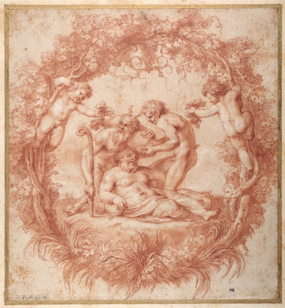 A Tazza Farnese dizájnja (piros kréta, gouache papíron) alkotó: Peter Paul Rubens