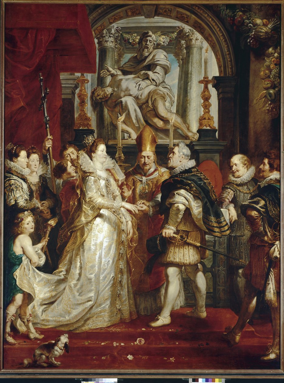 Maria De Medici és IV. Henrik házasságkötése (olaj, vászon alkotó: Peter Paul Rubens