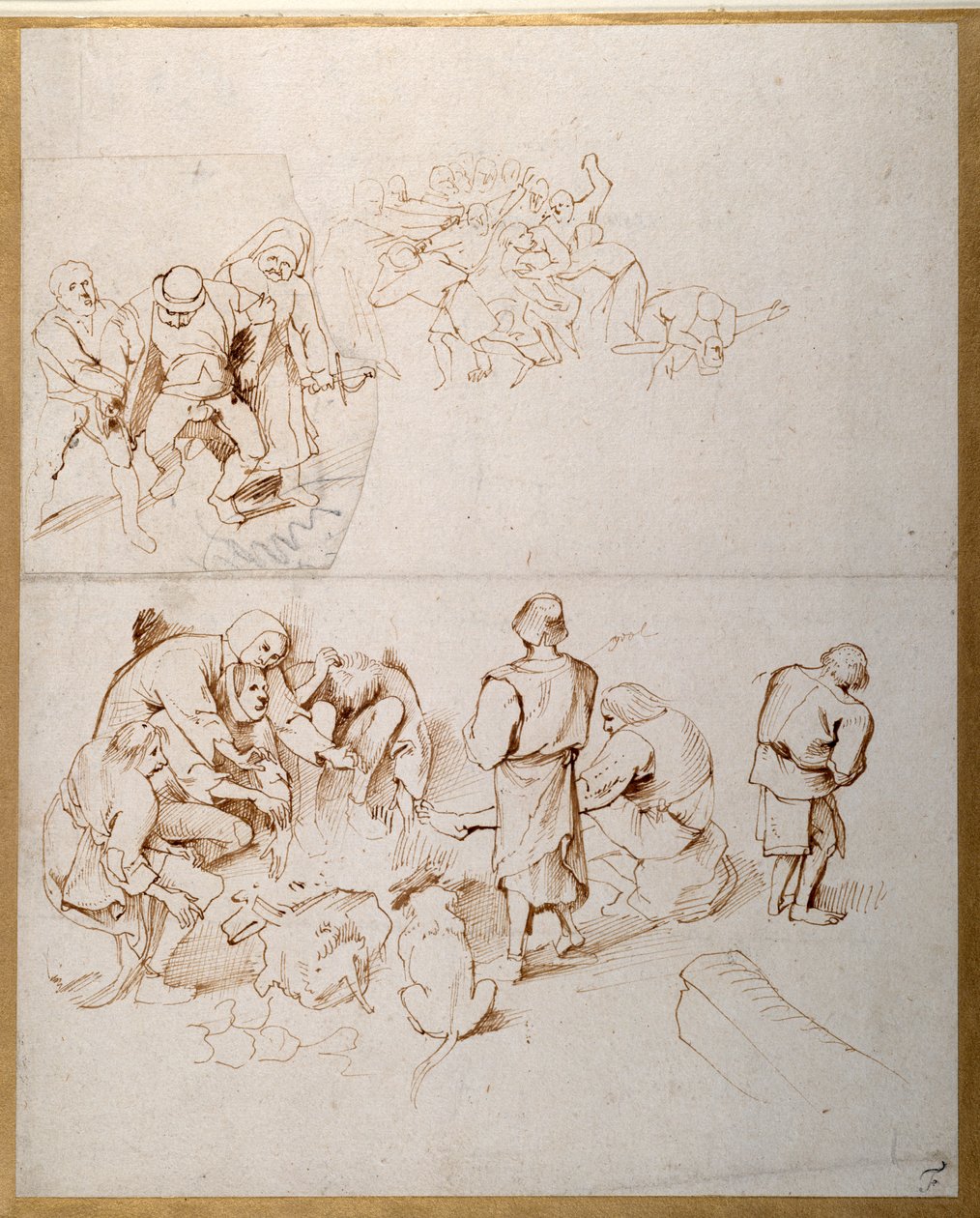 Három parasztjelenet (toll és tinta papíron) alkotó: Peter Paul Rubens