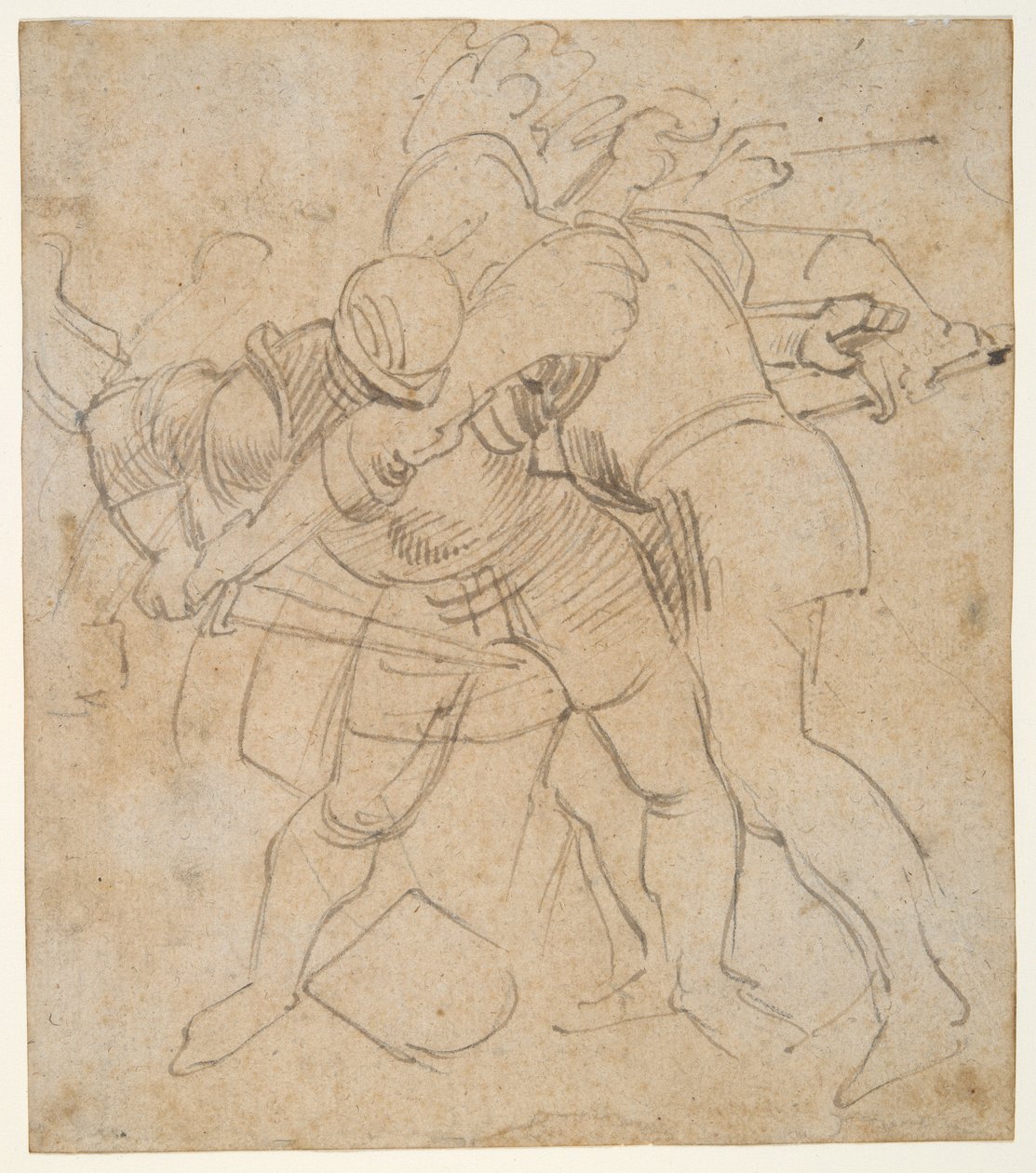 Két páncélos katona harcol (r); egy kutya (v) alkotó: Peter Paul Rubens