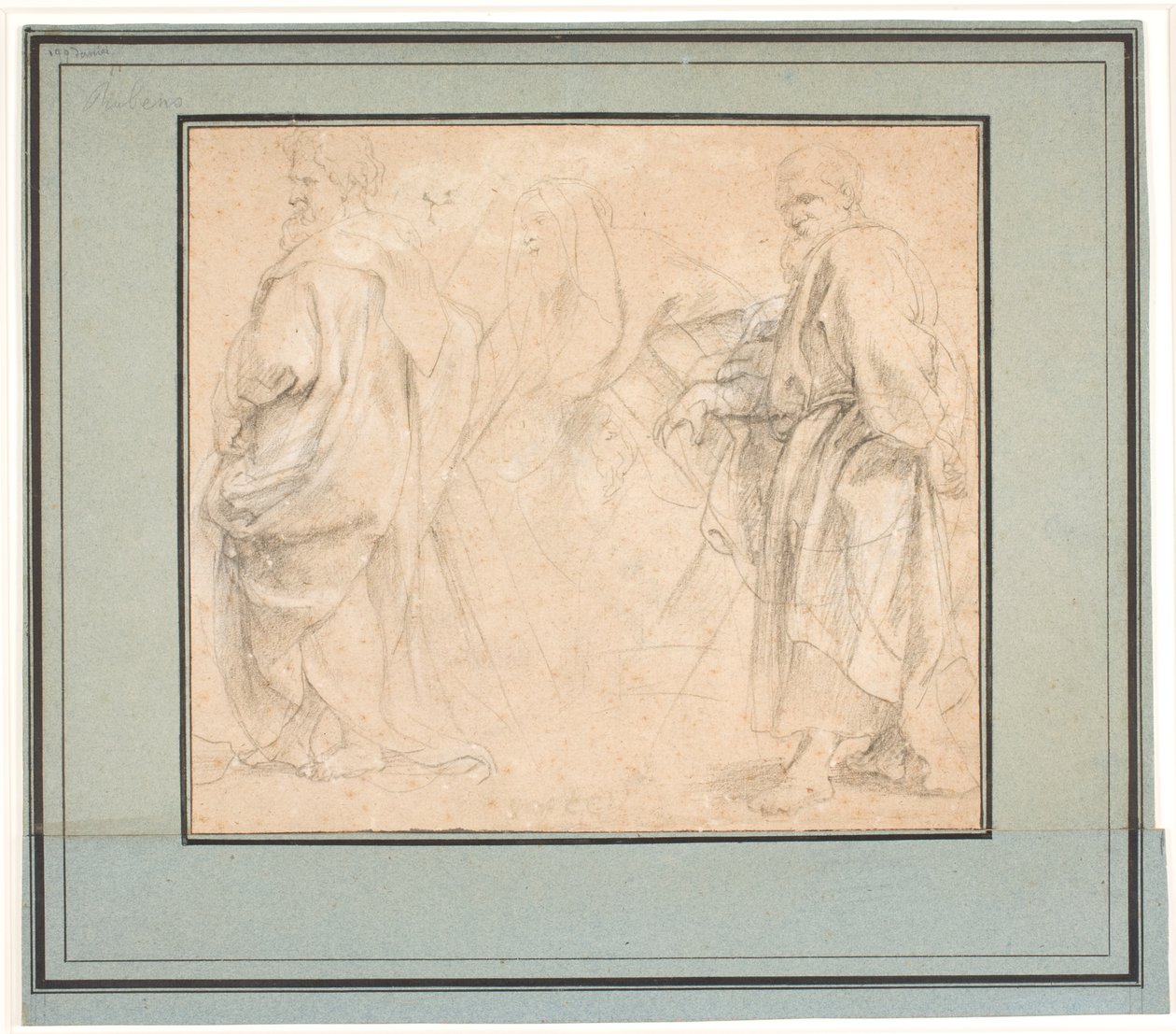 Két tanulmány Szent Andrásnak és egy tanulmány egy ősi papnak (Melkizedek?) alkotó: Peter Paul Rubens
